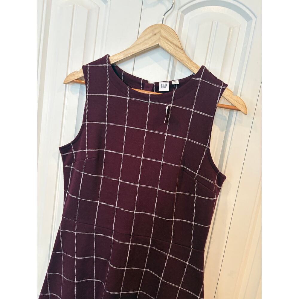 Gap Burgundy Plaid Dress Size 8 - Picture 3 of 7